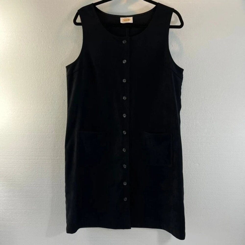 Talbots Black Button-Down Front Midi Layered Dress - image 1